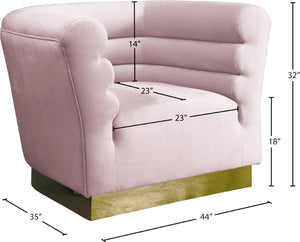 Bellini Velvet / Engineered Wood / Stainless Steel / Foam Contemporary Pink Velvet Chair - 44" W x 35" D x 32" H