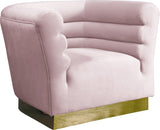 Bellini Velvet / Engineered Wood / Stainless Steel / Foam Contemporary Pink Velvet Chair - 44" W x 35" D x 32" H