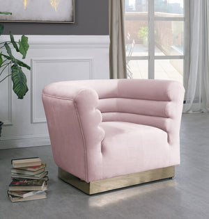 Bellini Velvet / Engineered Wood / Stainless Steel / Foam Contemporary Pink Velvet Chair - 44" W x 35" D x 32" H