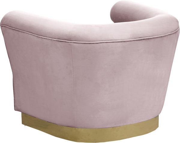 Bellini Velvet / Engineered Wood / Stainless Steel / Foam Contemporary Pink Velvet Chair - 44" W x 35" D x 32" H