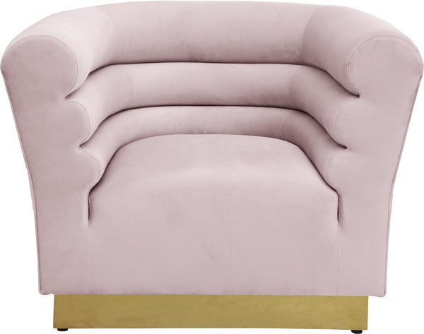 Bellini Velvet / Engineered Wood / Stainless Steel / Foam Contemporary Pink Velvet Chair - 44" W x 35" D x 32" H