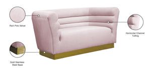 Bellini Velvet / Engineered Wood / Stainless Steel / Foam Contemporary Pink Velvet Loveseat - 67" W x 35" D x 32" H