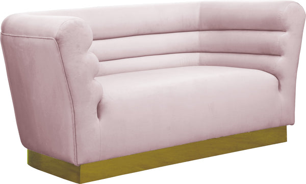 Bellini Velvet / Engineered Wood / Stainless Steel / Foam Contemporary Pink Velvet Loveseat - 67" W x 35" D x 32" H
