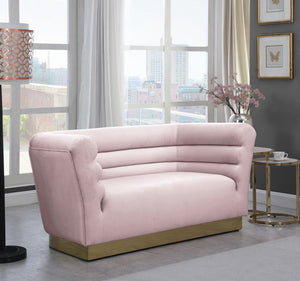 Bellini Velvet / Engineered Wood / Stainless Steel / Foam Contemporary Pink Velvet Loveseat - 67" W x 35" D x 32" H