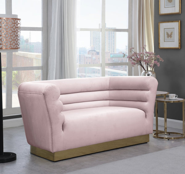 Bellini Velvet / Engineered Wood / Stainless Steel / Foam Contemporary Pink Velvet Loveseat - 67" W x 35" D x 32" H