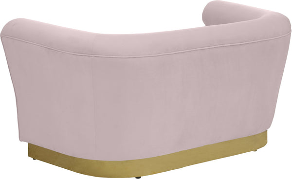 Bellini Velvet / Engineered Wood / Stainless Steel / Foam Contemporary Pink Velvet Loveseat - 67" W x 35" D x 32" H