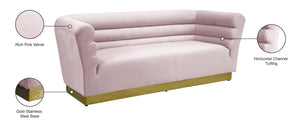 Bellini Velvet / Engineered Wood / Stainless Steel / Foam Contemporary Pink Velvet Sofa - 89" W x 35" D x 32" H