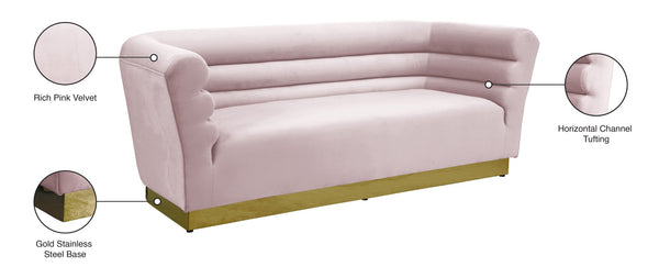 Bellini Velvet / Engineered Wood / Stainless Steel / Foam Contemporary Pink Velvet Sofa - 89" W x 35" D x 32" H