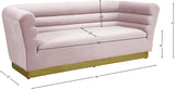 Bellini Velvet / Engineered Wood / Stainless Steel / Foam Contemporary Pink Velvet Sofa - 89" W x 35" D x 32" H