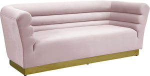 Bellini Velvet / Engineered Wood / Stainless Steel / Foam Contemporary Pink Velvet Sofa - 89" W x 35" D x 32" H