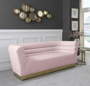 Bellini Velvet / Engineered Wood / Stainless Steel / Foam Contemporary Pink Velvet Sofa - 89" W x 35" D x 32" H