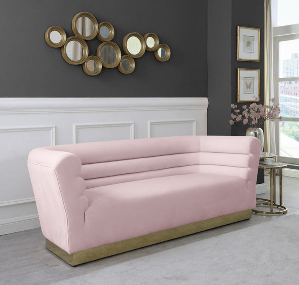 Bellini Velvet / Engineered Wood / Stainless Steel / Foam Contemporary Pink Velvet Sofa - 89" W x 35" D x 32" H