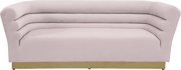 Bellini Velvet / Engineered Wood / Stainless Steel / Foam Contemporary Pink Velvet Sofa - 89" W x 35" D x 32" H