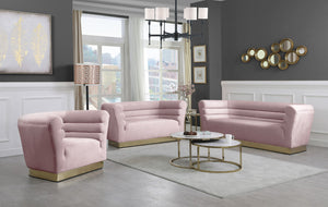 Bellini Velvet / Engineered Wood / Stainless Steel / Foam Contemporary Pink Velvet Sofa - 89" W x 35" D x 32" H
