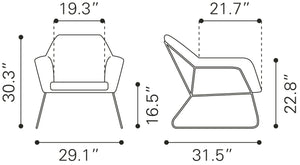 Zuo Modern Jose 100% Polyester, Plywood, Steel Modern Commercial Grade Accent Chair Yellow, Black 100% Polyester, Plywood, Steel