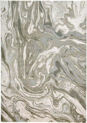 Prasad Abstract Watercolor Rug, Silver Gray/Ivory, 8ft x 11ft Area Rug