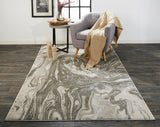 Prasad Abstract Watercolor Rug, Silver Gray/Ivory, 8ft x 11ft Area Rug