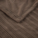 Ribbed Micro Fleece Casual 100% Polyester Tri-rib Fleece Heated Blanket Brown King: 100x90"