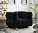 Gwen Velvet / Engineered Wood / Metal / Foam Contemporary Black Velvet Chair - 46" W x 35" D x 29.5" H