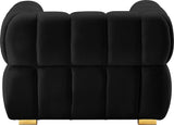 Gwen Velvet / Engineered Wood / Metal / Foam Contemporary Black Velvet Chair - 46" W x 35" D x 29.5" H