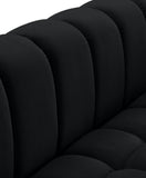 Gwen Velvet / Engineered Wood / Metal / Foam Contemporary Black Velvet Chair - 46" W x 35" D x 29.5" H