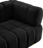 Gwen Velvet / Engineered Wood / Metal / Foam Contemporary Black Velvet Chair - 46" W x 35" D x 29.5" H