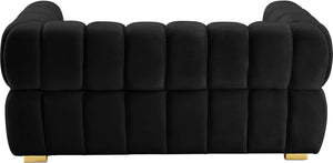 Gwen Velvet / Engineered Wood / Metal / Foam Contemporary Black Velvet Loveseat - 68" W x 35" D x 29.5" H