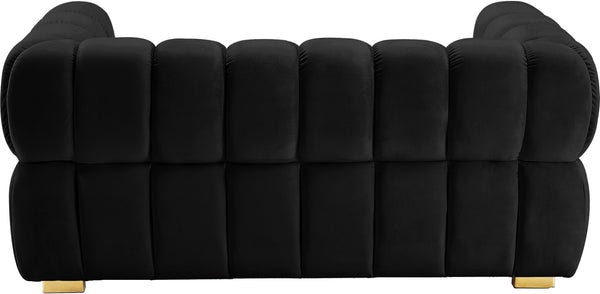 Gwen Velvet / Engineered Wood / Metal / Foam Contemporary Black Velvet Loveseat - 68" W x 35" D x 29.5" H