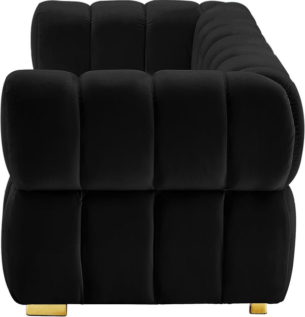 Gwen Velvet / Engineered Wood / Metal / Foam Contemporary Black Velvet Loveseat - 68" W x 35" D x 29.5" H