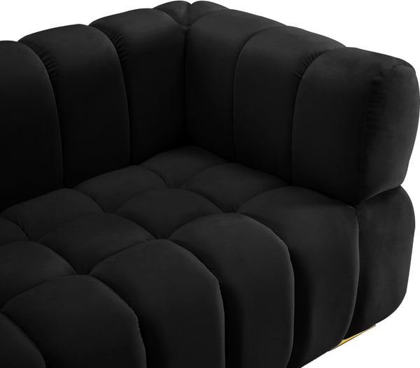 Gwen Velvet / Engineered Wood / Metal / Foam Contemporary Black Velvet Loveseat - 68" W x 35" D x 29.5" H