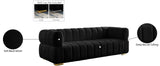 Gwen Velvet / Engineered Wood / Metal / Foam Contemporary Black Velvet Sofa - 91" W x 35" D x 29.5" H