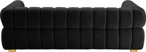 Gwen Velvet / Engineered Wood / Metal / Foam Contemporary Black Velvet Sofa - 91" W x 35" D x 29.5" H