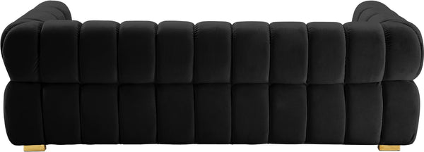 Gwen Velvet / Engineered Wood / Metal / Foam Contemporary Black Velvet Sofa - 91" W x 35" D x 29.5" H