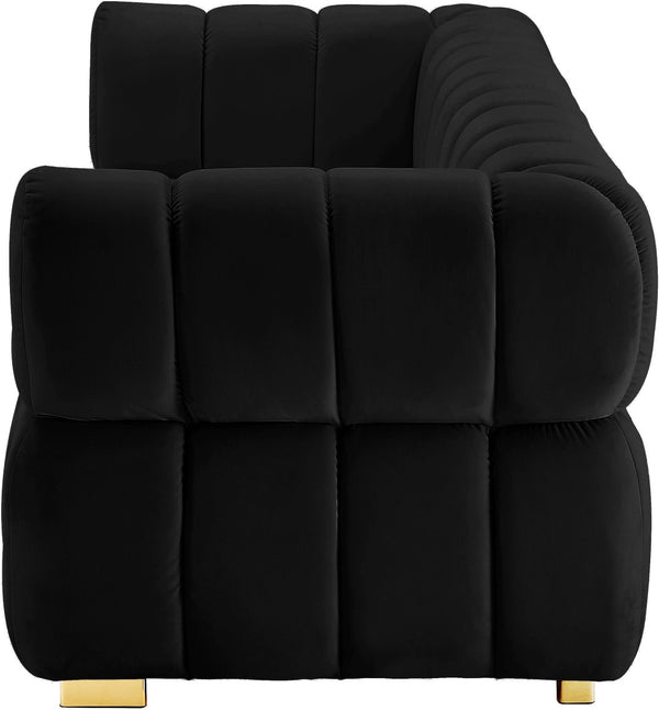 Gwen Velvet / Engineered Wood / Metal / Foam Contemporary Black Velvet Sofa - 91" W x 35" D x 29.5" H