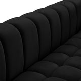 Gwen Velvet / Engineered Wood / Metal / Foam Contemporary Black Velvet Sofa - 91" W x 35" D x 29.5" H