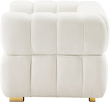 Gwen Velvet / Engineered Wood / Metal / Foam Contemporary Cream Velvet Chair - 46" W x 35" D x 29.5" H