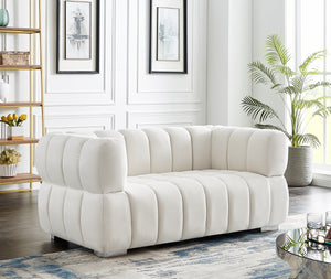 Gwen Velvet / Engineered Wood / Metal / Foam Contemporary Cream Velvet Loveseat - 68" W x 35" D x 29.5" H