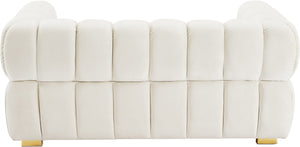 Gwen Velvet / Engineered Wood / Metal / Foam Contemporary Cream Velvet Loveseat - 68" W x 35" D x 29.5" H