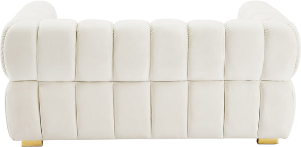 Gwen Velvet / Engineered Wood / Metal / Foam Contemporary Cream Velvet Loveseat - 68" W x 35" D x 29.5" H