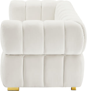 Gwen Velvet / Engineered Wood / Metal / Foam Contemporary Cream Velvet Loveseat - 68" W x 35" D x 29.5" H