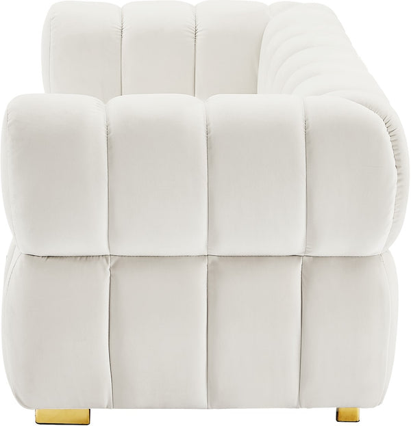 Gwen Velvet / Engineered Wood / Metal / Foam Contemporary Cream Velvet Loveseat - 68" W x 35" D x 29.5" H
