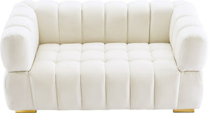 Gwen Velvet / Engineered Wood / Metal / Foam Contemporary Cream Velvet Loveseat - 68" W x 35" D x 29.5" H