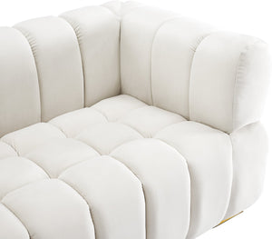 Gwen Velvet / Engineered Wood / Metal / Foam Contemporary Cream Velvet Loveseat - 68" W x 35" D x 29.5" H