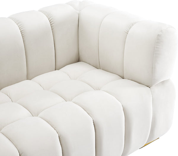 Gwen Velvet / Engineered Wood / Metal / Foam Contemporary Cream Velvet Loveseat - 68" W x 35" D x 29.5" H