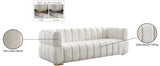 Gwen Velvet / Engineered Wood / Metal / Foam Contemporary Cream Velvet Sofa - 91" W x 35" D x 29.5" H