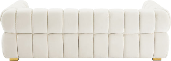 Gwen Velvet / Engineered Wood / Metal / Foam Contemporary Cream Velvet Sofa - 91" W x 35" D x 29.5" H