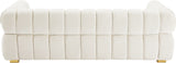 Gwen Velvet / Engineered Wood / Metal / Foam Contemporary Cream Velvet Sofa - 91" W x 35" D x 29.5" H