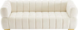 Gwen Velvet / Engineered Wood / Metal / Foam Contemporary Cream Velvet Sofa - 91" W x 35" D x 29.5" H