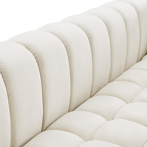 Gwen Velvet / Engineered Wood / Metal / Foam Contemporary Cream Velvet Sofa - 91" W x 35" D x 29.5" H