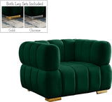 Gwen Velvet / Engineered Wood / Metal / Foam Contemporary Green Velvet Chair - 46" W x 35" D x 29.5" H